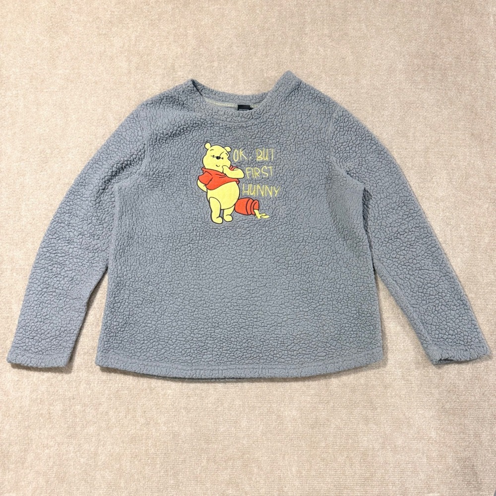 Disney Winnie the Pooh Fleece Sleep Top Grey Faux‎ Fur Size M 8-10 LZ49947SG